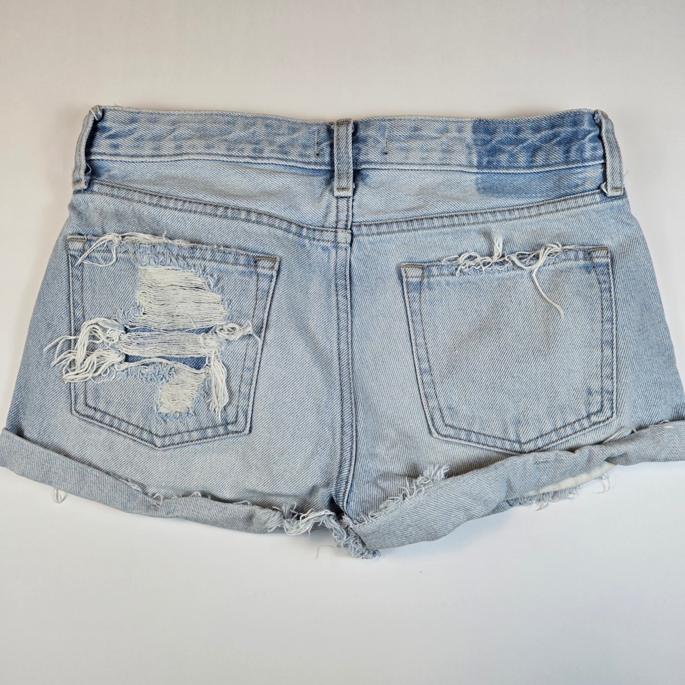 Y2K Abercrombie & Fitch Shorts Embroidered Distressed Denim Size 00/24 Boho - Picture 7 of 11